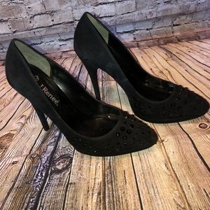 J Renee black crystal studded pumps size 8